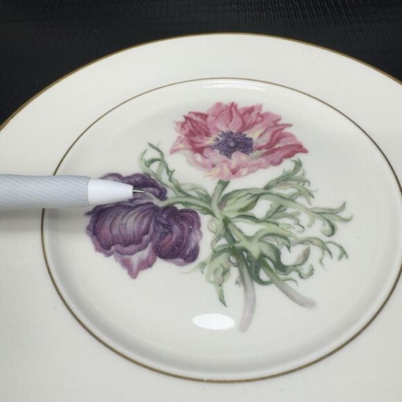 Lamberton Ivory China Round 7.5inch Plate Dish Set 4 Floral Gold Trim Plates USA - Picture 4 of 15